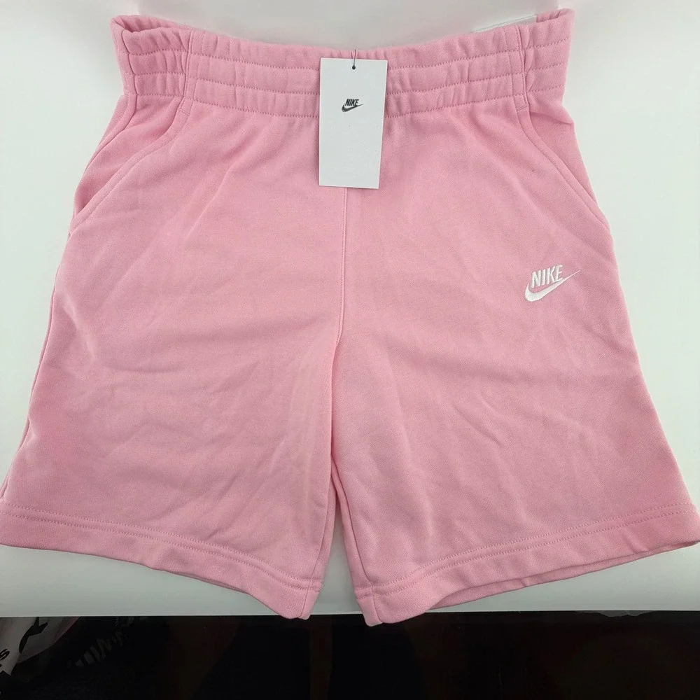 Nike Kids Sportswear Fleece Shorts Pink Bloom White FD3015-690 Youth XL‎ NWT